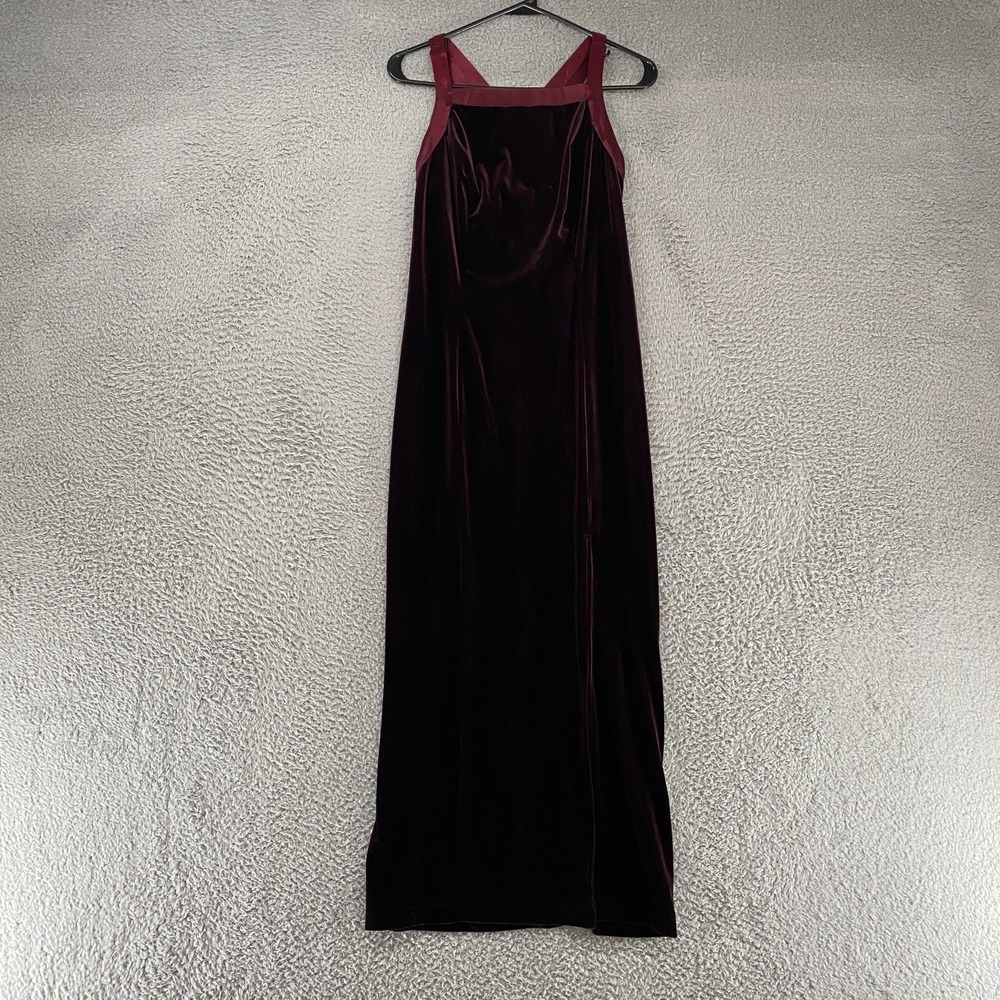 Vintage CDC Dress Womens 6 Burgundy Velvet Y2K Whimsigoth Maxi Formal Dark Gown